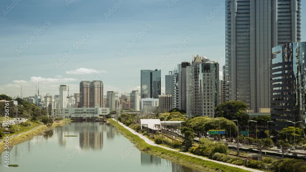 Timelapse of Pinheiros river and the buildings around, Sao Paulo, Brazil Timelapse of Pinheiros river and the buildings around, Sao Paulo, Brazil