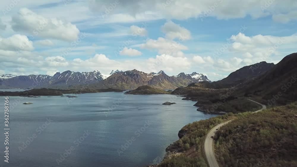 Norway.Coastline near the unique tourist boardwalk on Senja island.