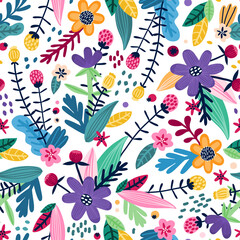 Stickers Bloemenmotief patronen Kinderlijk bloemenpatroon voor babykamer  © bukhavets