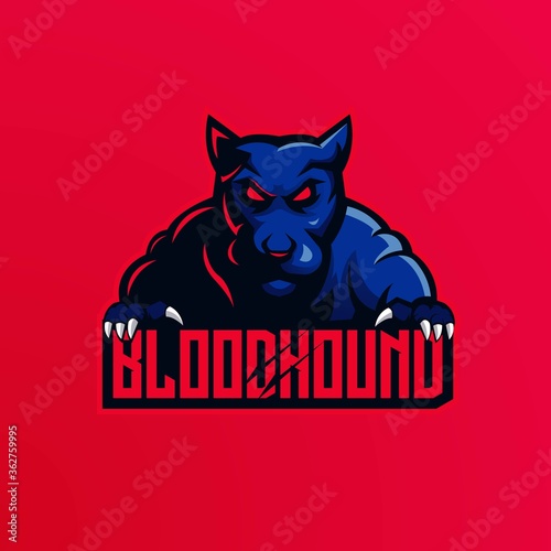 Dog mascot logo design vector with modern illustration concept style for badge, emblem and t shirt printing. Bloodhound illustration for sport and e-sport team.