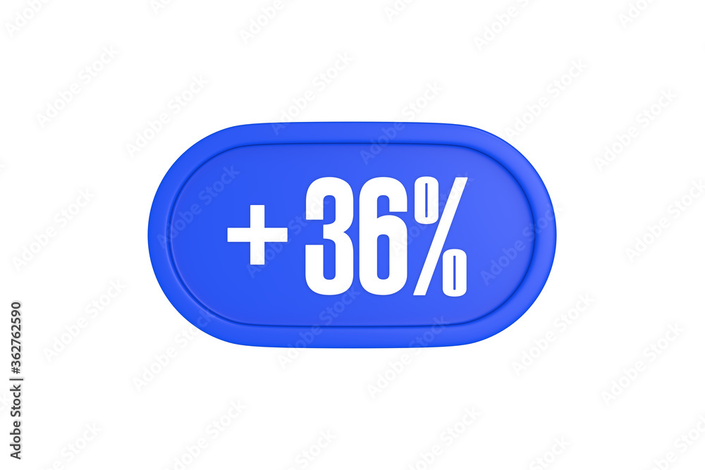 36 Percent increase 3d sign in blue color isolated on white background, 3d illustration. 36 Percent increase 3d sign in blue color isolated on white background, 3d illustration.