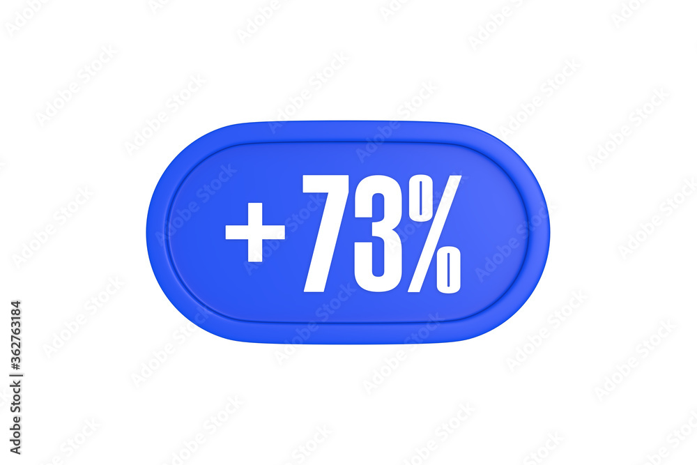 73 Percent increase 3d sign in blue color isolated on white background, 3d illustration. 73 Percent increase 3d sign in blue color isolated on white background, 3d illustration.