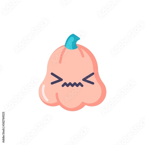 Pumpkin astonished face flat icon, vector sign, Scared pumpkin face colorful pictogram isolated on white. Symbol, logo illustration. Flat style design
