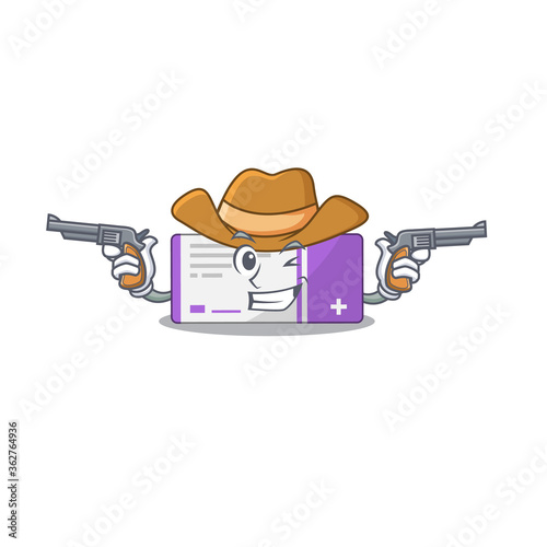 A wise cowboy of medicine box Cartoon design with guns