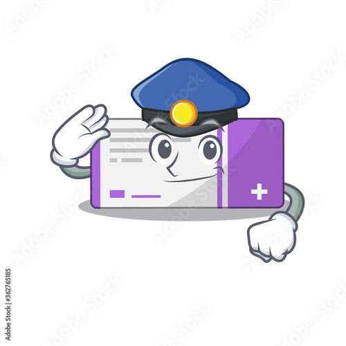 A handsome Police officer cartoon picture of medicine box with a blue hat