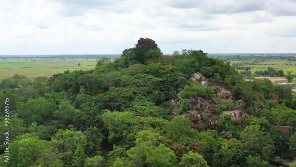 The ancient Funan sites of Angkor Borei and Phnom Da is a hill and the ...