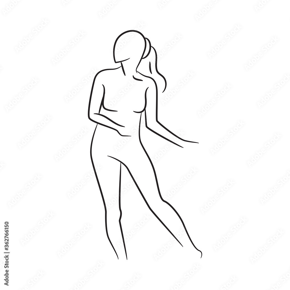 hand drawn sketch line beauty woman body, fashion model on white background hand drawn sketch line beauty woman body, fashion model on white background