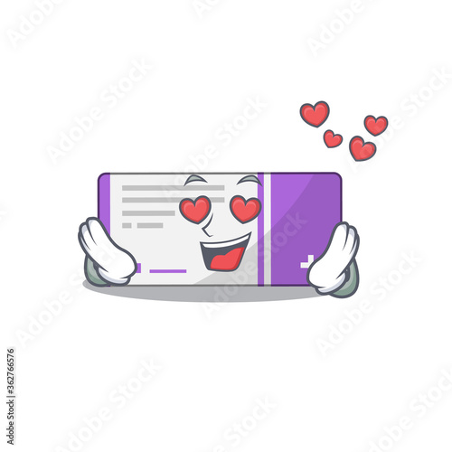 A passionate medicine box cartoon mascot concept has a falling in love eyes