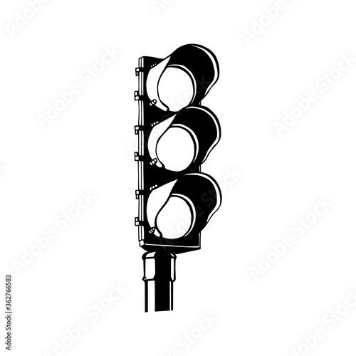 Traffic light semaphore hand drawn outline icon. Spotlight, crossroads, city traffic regulation and safety concept. Vector sketch illustration for print, web, mobile, infographics on white background.