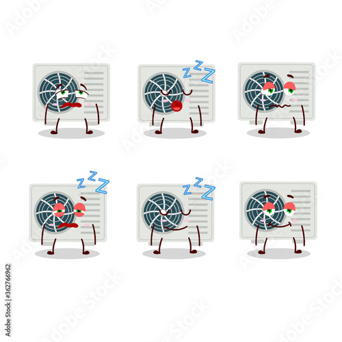 Cartoon character of air conditioner with sleepy expression