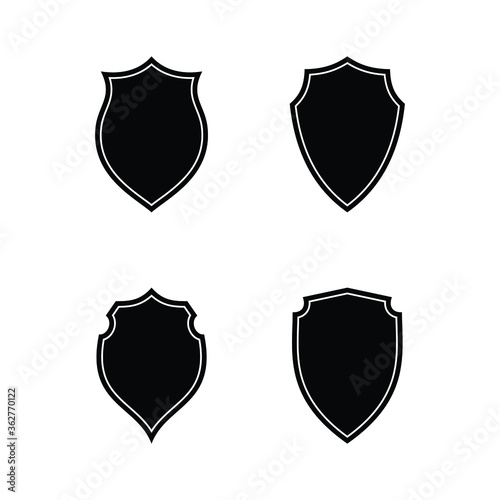 set of shield vector. Police badge shape. Vector military shield silhouettes. Security, football patches isolated on white background. Illustration shield shape protection
