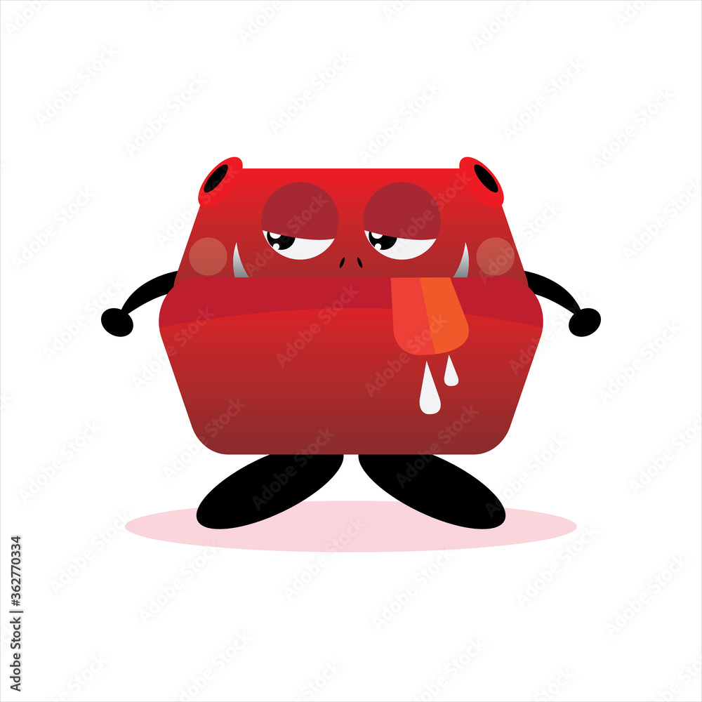 cartoon red monster on white background cartoon red monster on white background