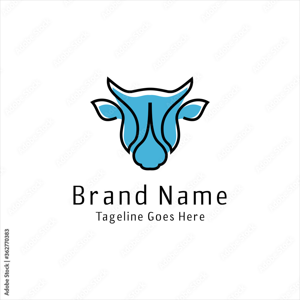Vector image of an cow head, Cow flat icon. Single high quality outline symbol of animal for web design or mobile app. Thin line signs of cow for design logo, visit card, etc. Outline pictogram of cow