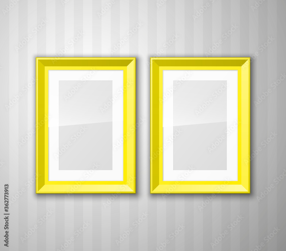 Set of color blank picture frames different sizes. Frame with