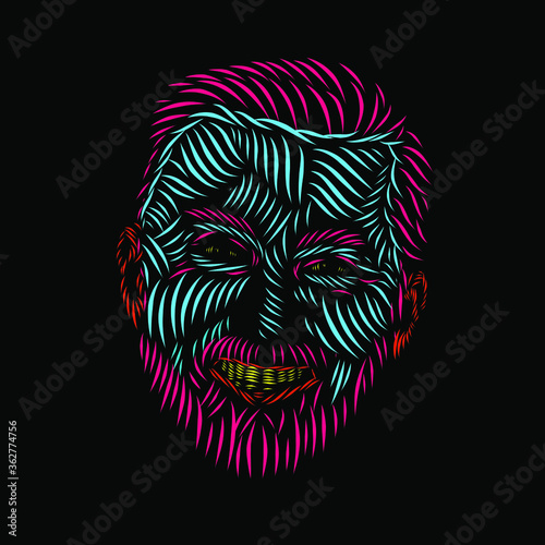 the professor doctor line pop art potrait logo colorful design with dark background. Isolated black background for t-shirt, poster, clothing, merch, apparel, badge design
