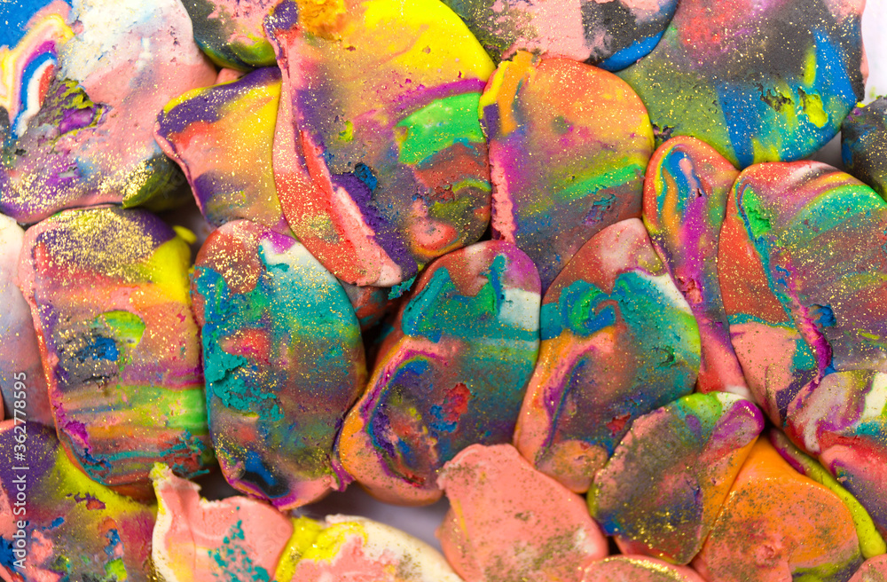 Fototapeta premium Colorful plasticine scale background. Close up texture.