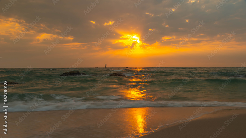 Colorful sunrise on the beach