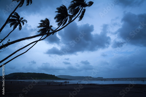 Cloudy beach during rainy season at konkan, (Murud) Maharashtra, India photo