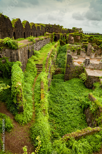 View of Murud Janjira Fort in monsoon season at Konkan, Maharashtra, India. photo