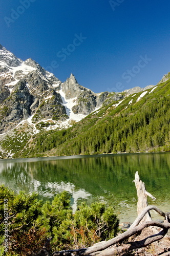 Fototapeta Naklejka Na Ścianę i Meble -  Tatra Mountains Poland (Morskie Oko). View of the Monk. Spring in the Tatras.