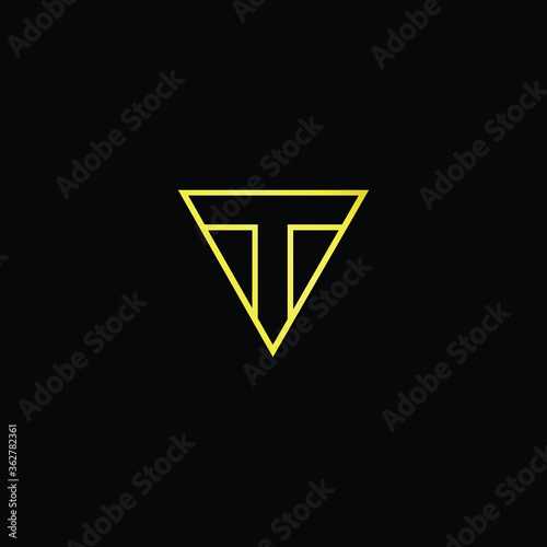 Minimal elegant monogram art logo. Outstanding professional trendy awesome artistic VT TV initial based Alphabet icon logo. Premium Business logo gold color on black background