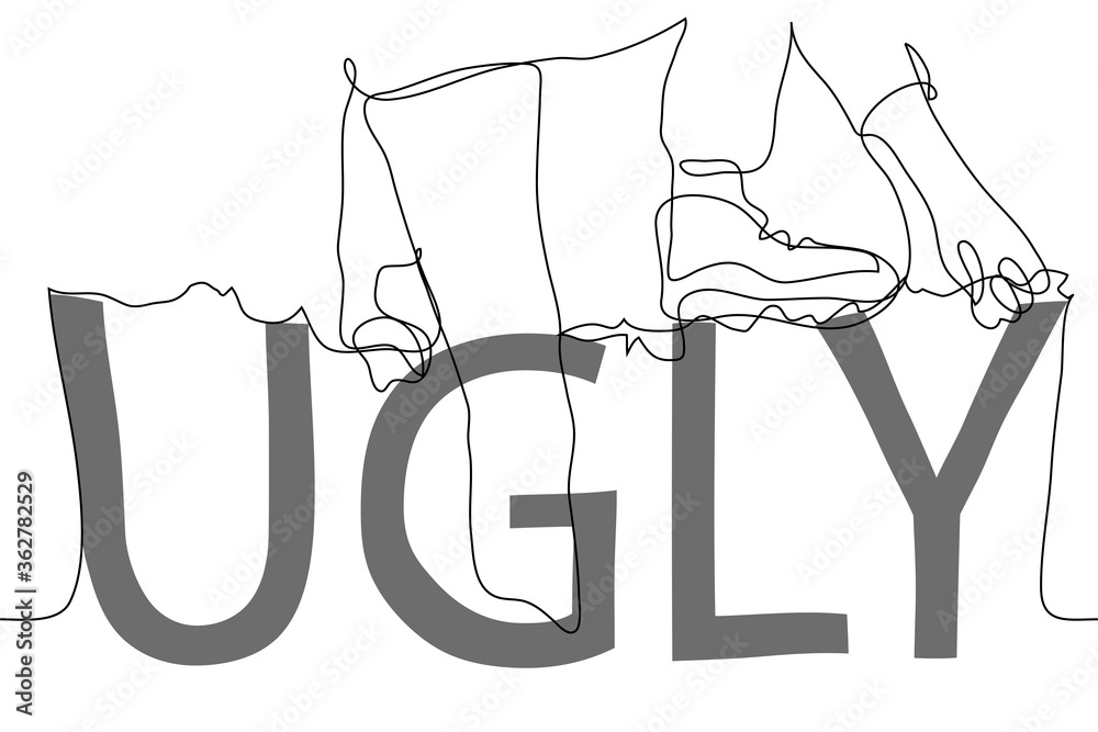 Obraz premium One continuous line drawing a man climbs the wall from the word 