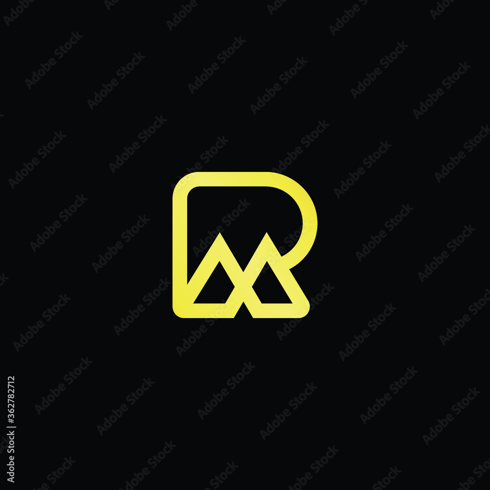 Minimal elegant monogram art logo. Outstanding professional trendy awesome artistic PM MP RM MR initial based Alphabet icon logo. Premium Business logo gold color on black background Minimal elegant monogram art logo. Outstanding professional trendy awesome artistic PM MP RM MR initial based Alphabet icon logo. Premium Business logo gold color on black background