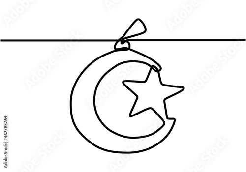one line drawing of moon an...