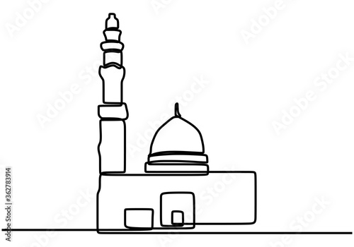 Mosque one line drawing vec...