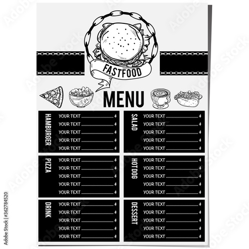 menu food restaurant template design hand drawing graphic.