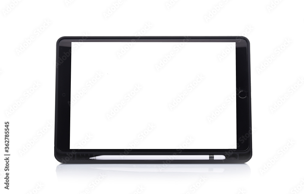 Black tablet, isolated on white background