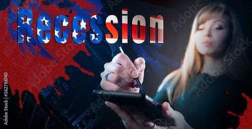 Recession. Concept - red bl...