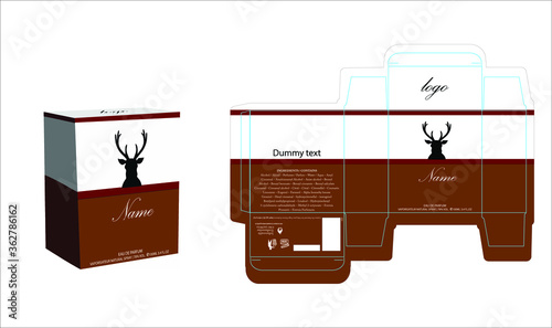 Packaging design, perfume luxury box design template and mockup box. Illustration vector.
