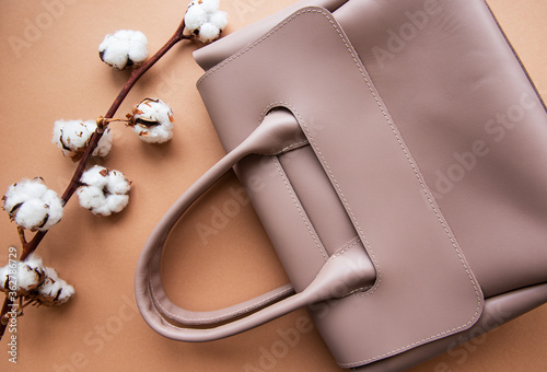 Beige leather womens bag