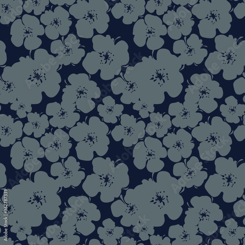 silhouettes of flowers. monochrome floral pattern. seamless vector pattern for wallpapers, fabrics and prints