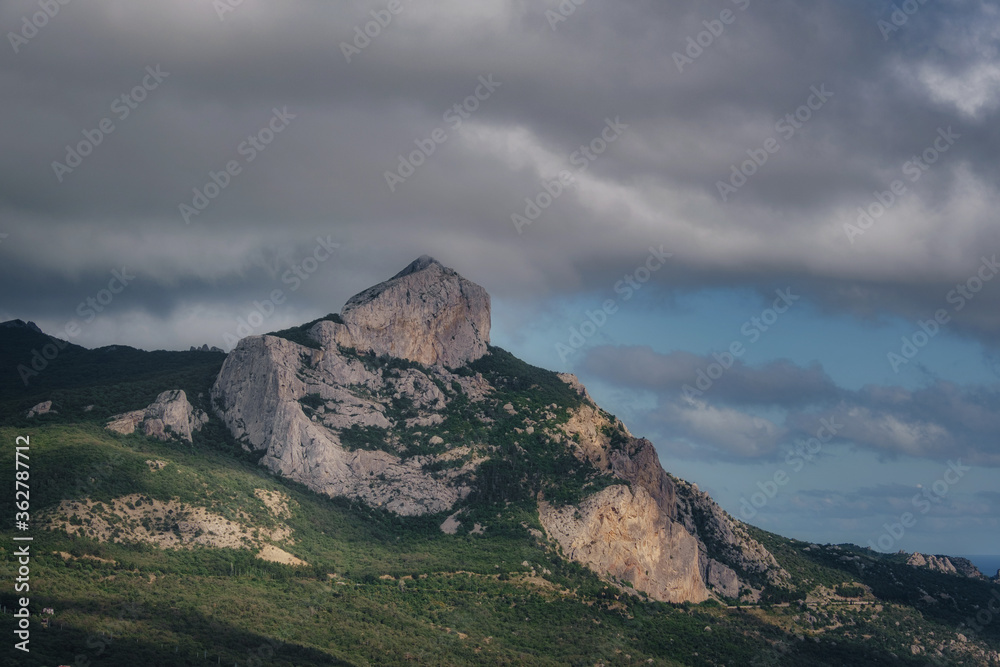 High mountain in evening time. Beautiful natural landscape High mountain in evening time. Beautiful natural landscape