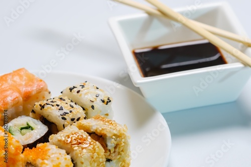 Japanese sushi seafood roll...
