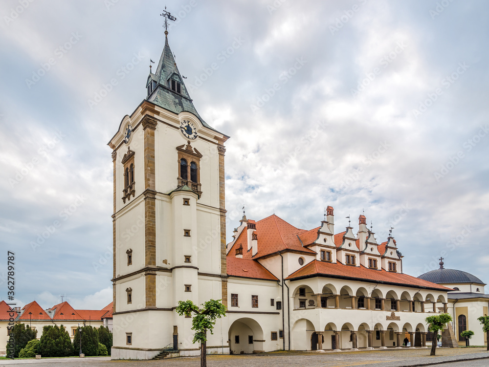 View at the Old Town Hall at the Master Pavol Square in Levoca, Slovakia