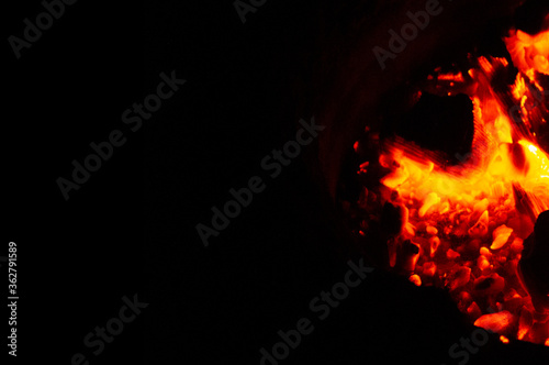 Fire and embers on a black background