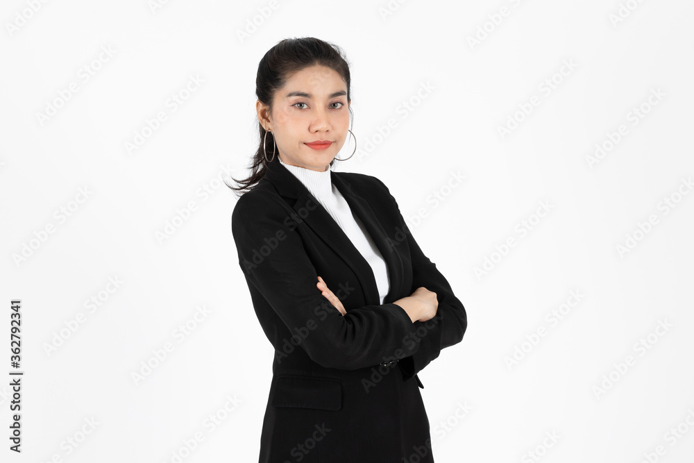 Confident young Asian business woman over white isolated background. Confident young Asian business woman over white isolated background.