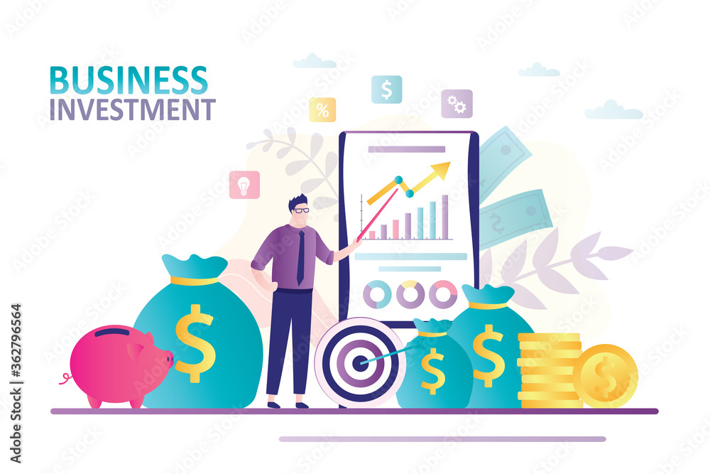 Businessman presents new strategy and statistics.Analytics and diagrams. Concept investment and budget planning