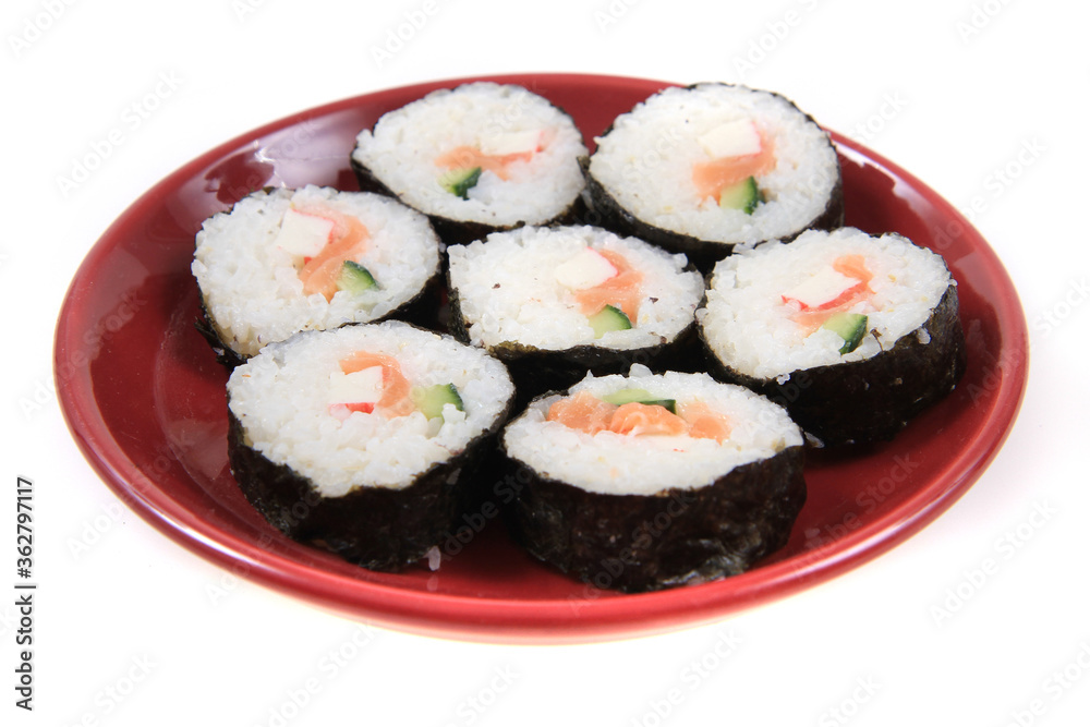 homemade sushi isolated