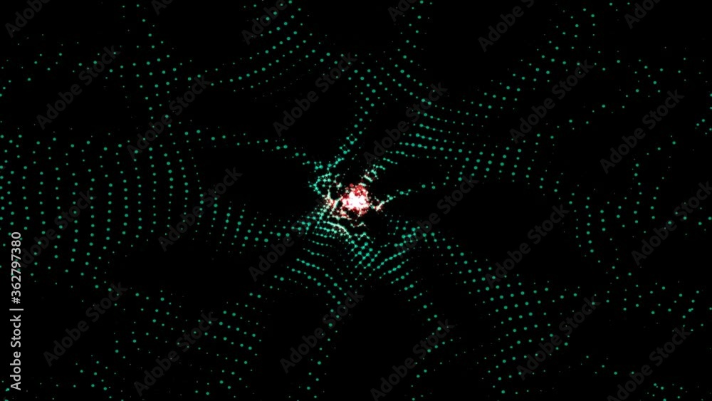 Organic Neural Network Infected by Virus, Artifical Intelligence turning Evil, Compromised Data, Immune System getting attacked, cyan dots and lines getting swept by red wave of virus, smooth, 4K.
