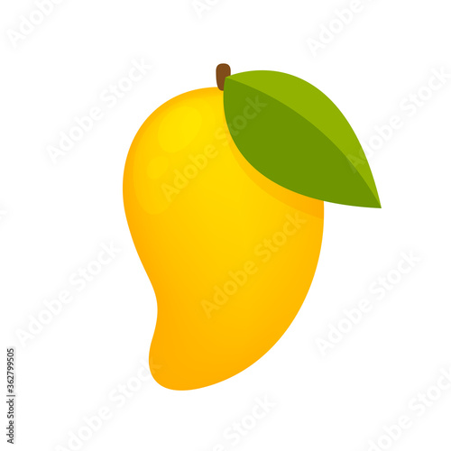 mango ripe fruit simple isolated on white background, yellow mango cartoon for clip art, illustration mango for icon