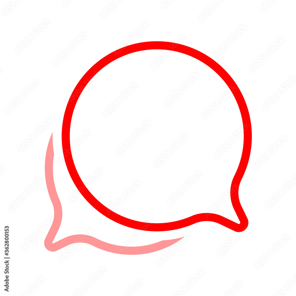 speech bubble red circle isolated on white, bubble chat sign for icon speak or talk, balloon speech for message copy space text, dialog box chat symbol, speech bubble icon for conversation concept