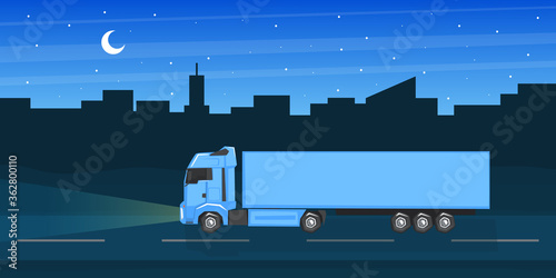 Delivery Van Truck, Fast Shipping, Delivery Service Vector Illustration