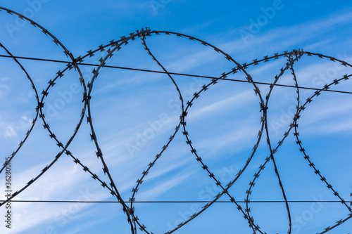 barbwire on sky background