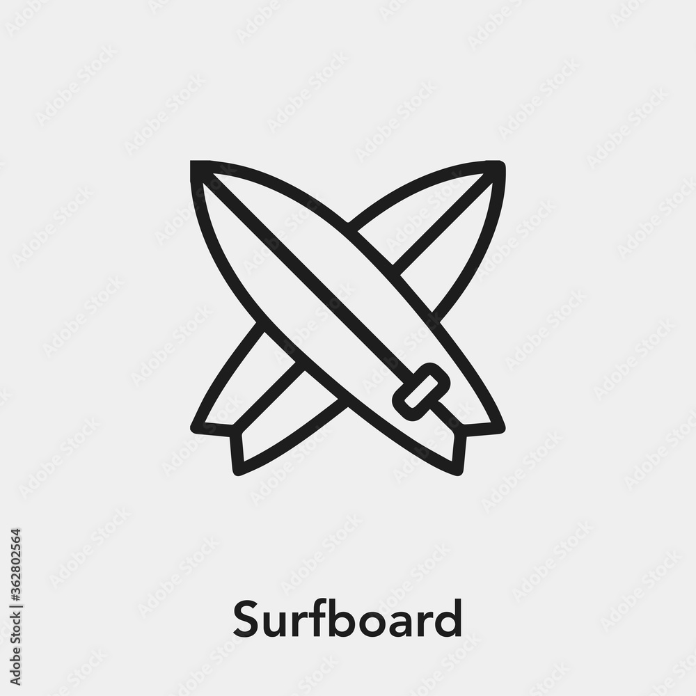 surfboard icon vector sign symbol