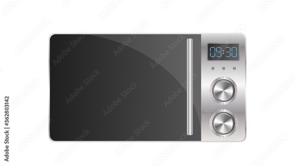 Microwave in a realistic style. Kitchen microwave oven isolated on a white background. Vector. Microwave in a realistic style. Kitchen microwave oven isolated on a white background. Vector.