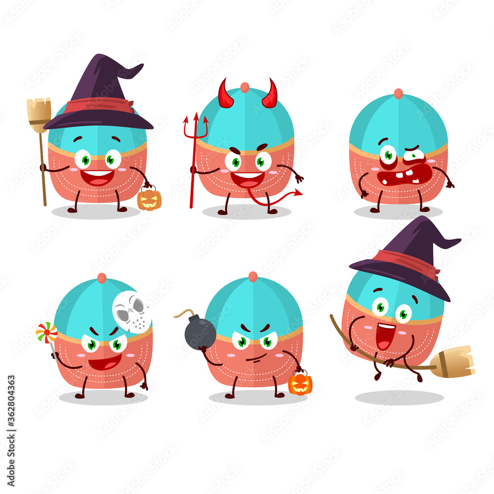 Halloween expression emoticons with cartoon character of hat Halloween expression emoticons with cartoon character of hat